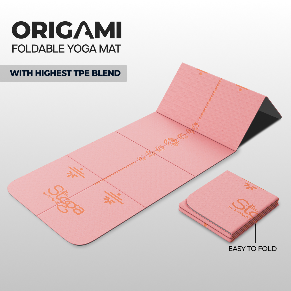 Stoga Origami Foldable Yoga Mat Pink | Compact Yoga Mat