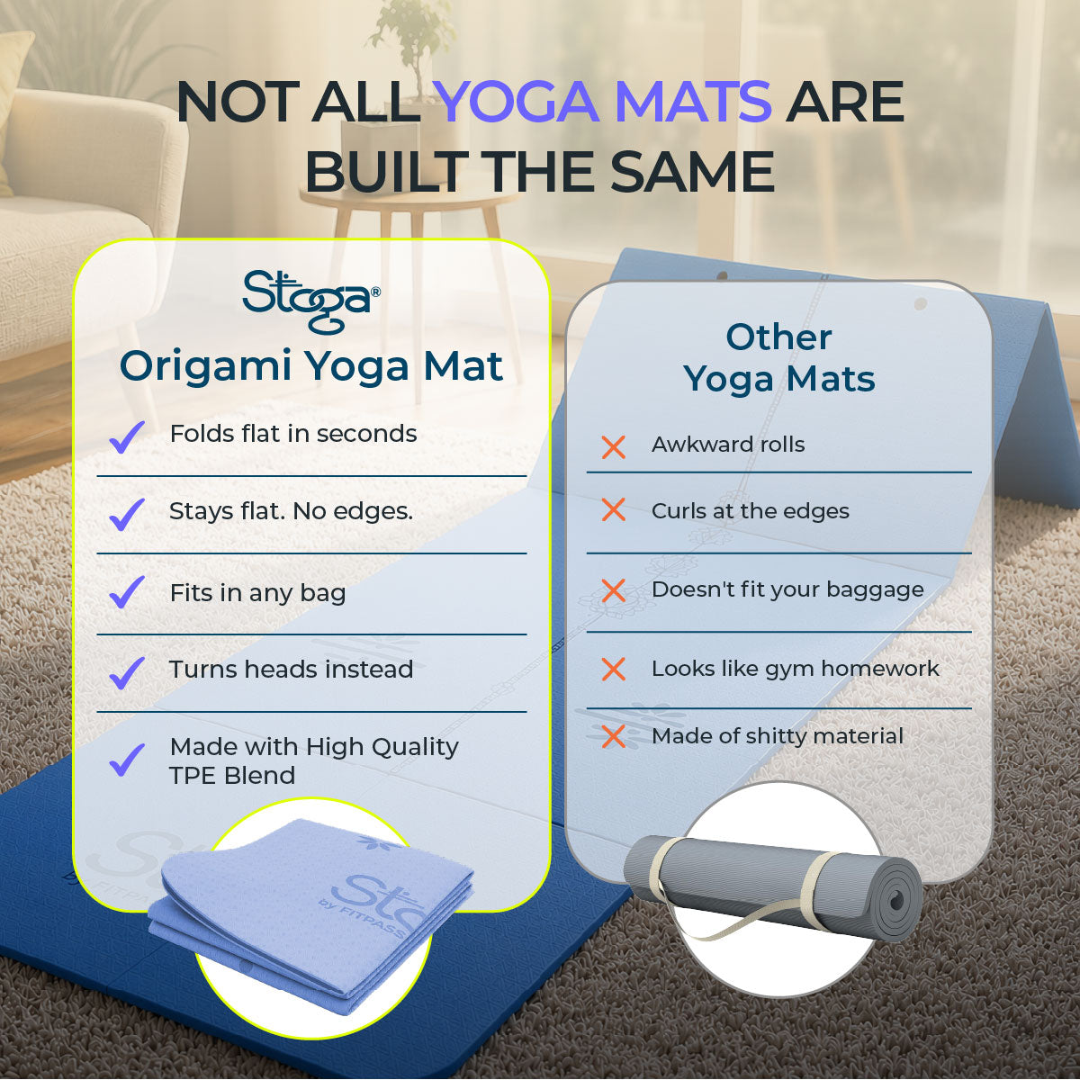 Origami Foldable Yoga Mat