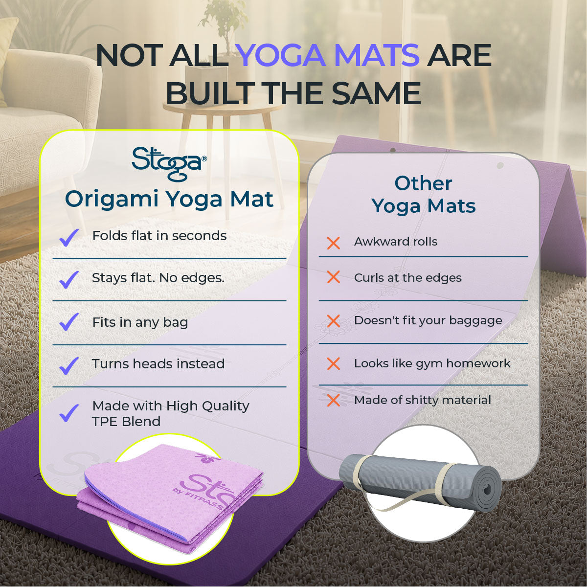 Origami Foldable Yoga Mat