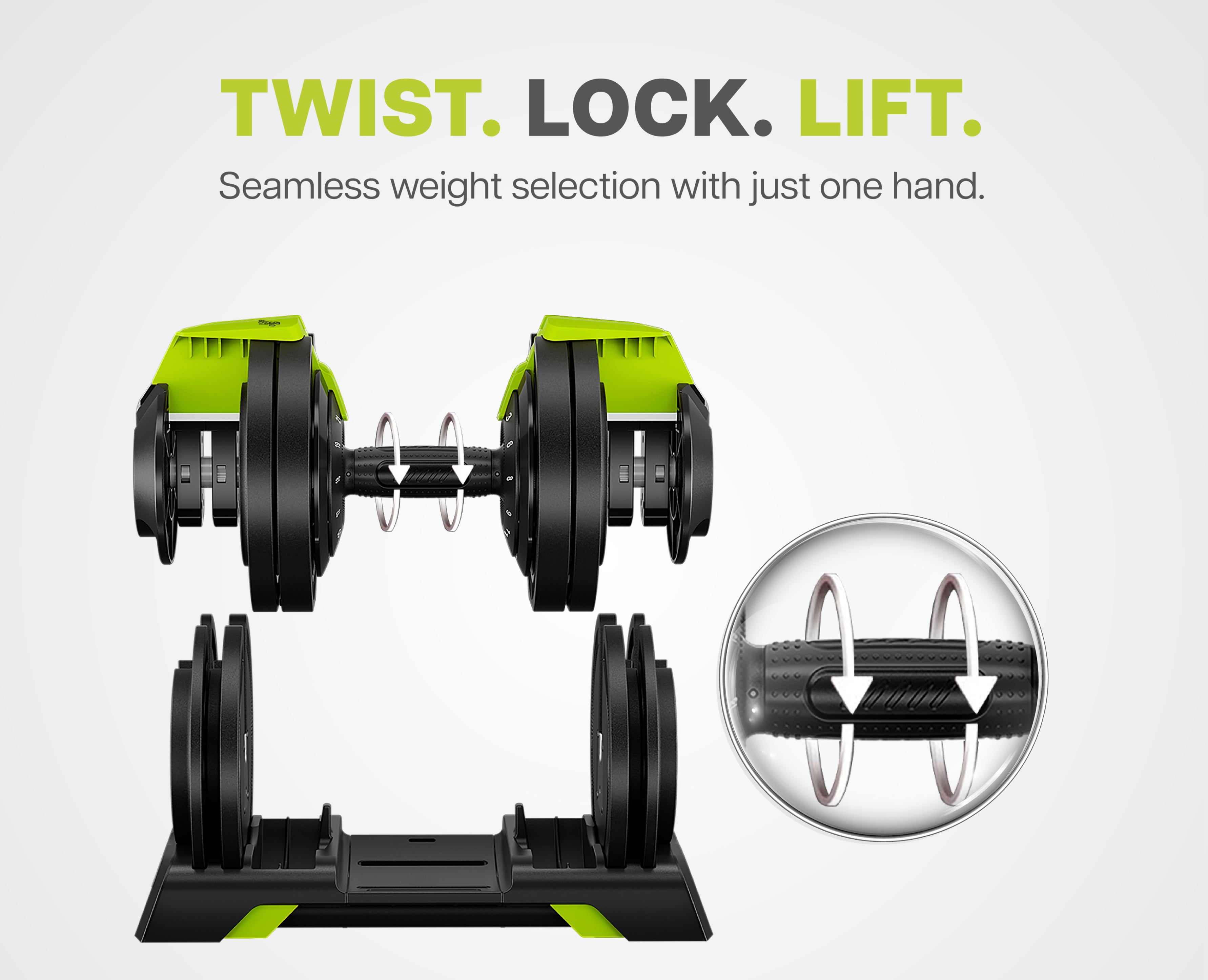 Single-handed weight selection.