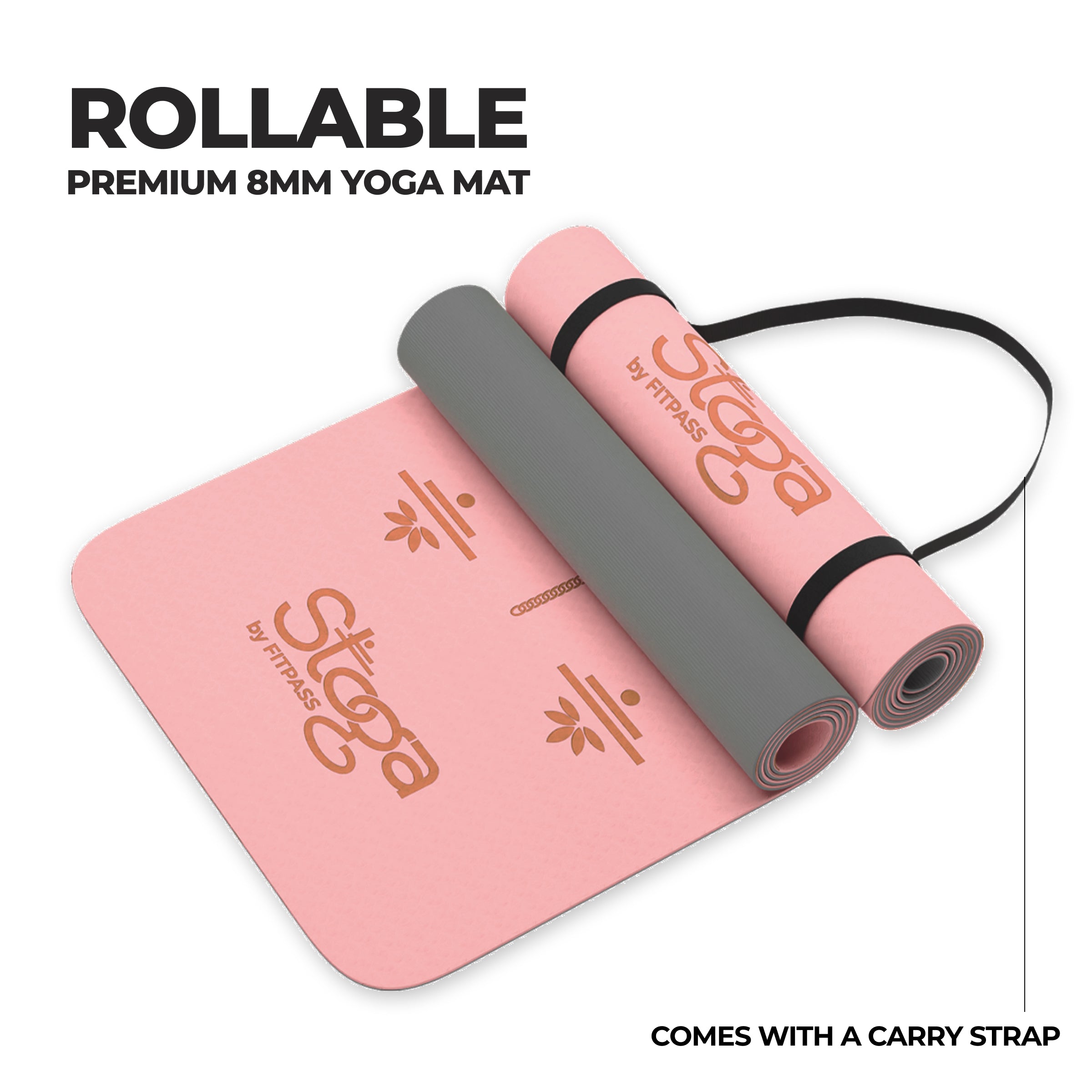 Stoga TPE 8 mm Dual-Layer Yoga Mat Pink | Premium Yoga Mat India